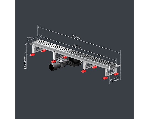 Душевой лоток AM.PM MasterFlow 70 W01SC-P11-070-01SB с решеткой Хром матовый Cut Gradient