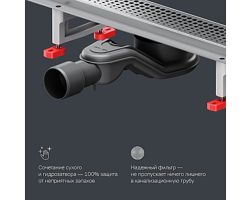 Душевой лоток AM.PM MasterFlow 80 W01SC-P11-080-01SB с решеткой Хром матовый Cut Gradient
