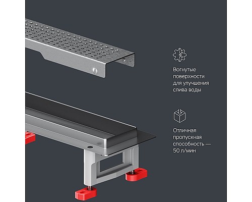 Душевой лоток AM.PM MasterFlow 80 W01SC-P11-080-01SB с решеткой Хром матовый Cut Gradient