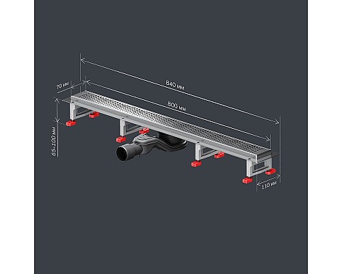 Душевой лоток AM.PM MasterFlow 80 W01SC-P11-080-01SB с решеткой Хром матовый Cut Gradient