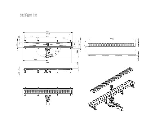 Душевой лоток AM.PM MasterFlow 80 W01SC-P11-080-01SB с решеткой Хром матовый Cut Gradient