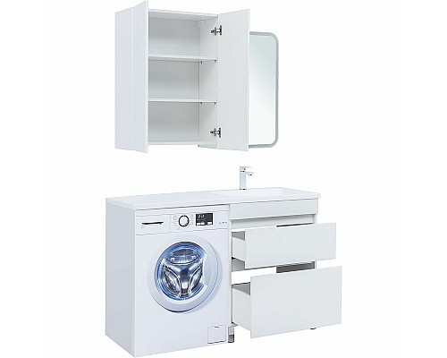 Тумба под раковину Aquanet Вега 130 329125 Белый глянец