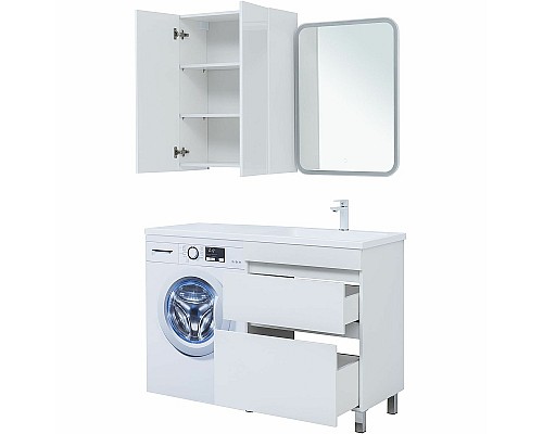 Тумба под раковину Aquanet Вега 130 329125 Белый глянец