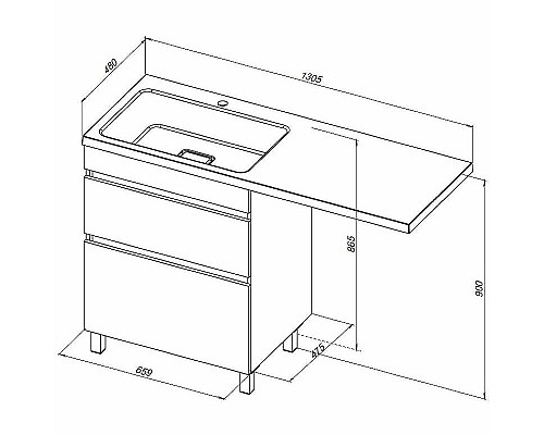 Тумба под раковину Aquanet Вега 130 329125 Белый глянец