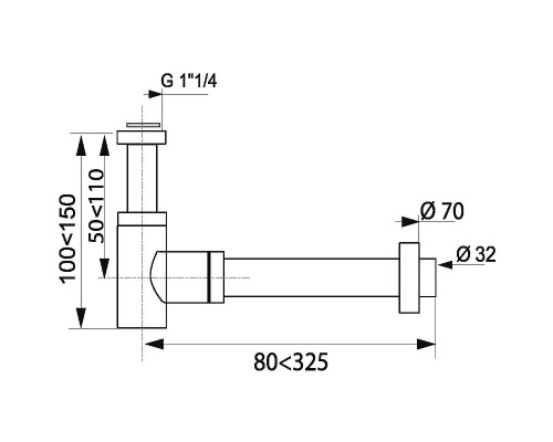 Сифон для раковины Wirquin Black touch Lineis Mini 30722857 Черный матовый