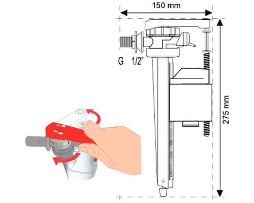Наливная арматура Wirquin Jollyfill FL150L1 10718758 G 1/2
