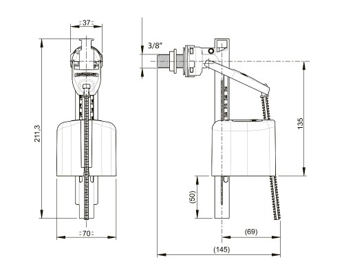 Наливная арматура Wirquin Kompact 10975013 поршневого типа G 3/8