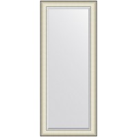 Зеркало Evoform Exclusive 154х64 с фацетом в багетной раме - Белая кожа с хромом 78 мм