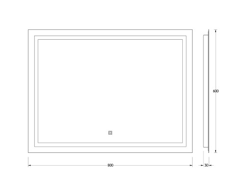 Зеркало Evoform Ledline 60x80 с подсветкой 24 W - сенсорный выключатель