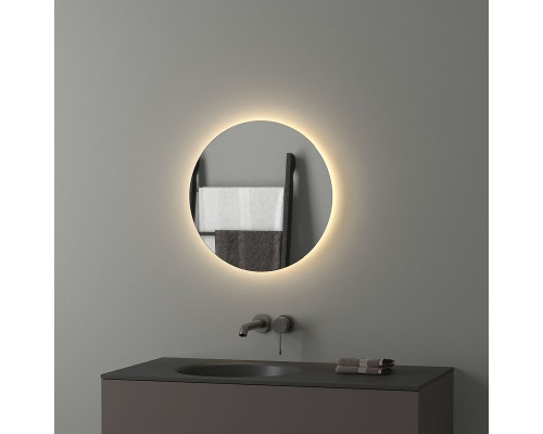 Зеркало Evoform Ledshine d50 с подсветкой 12 W - без выключателя - теплый белый свет