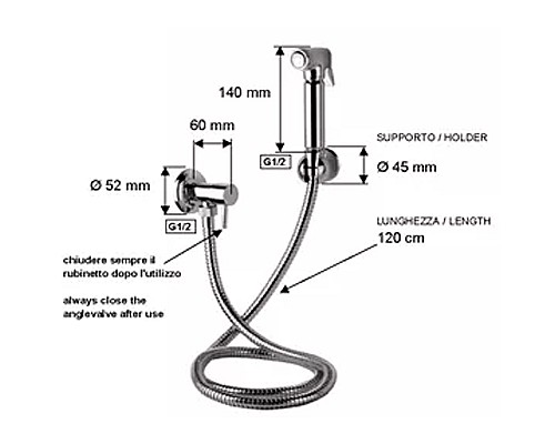 Гигиенический душ с запорным вентилем Remer 332REL Хром