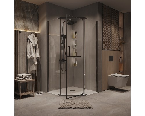 Душевой уголок Grossman Pragma 90х90 302.K33.03.9090.42.00 профиль Графит сатин стекло прозрачное