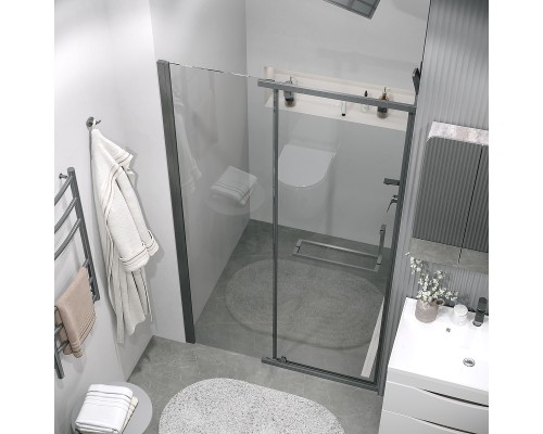 Душевая дверь Grossman Pragma 120 100.K33.03.120.42.00 профиль Графит сатин стекло прозрачное