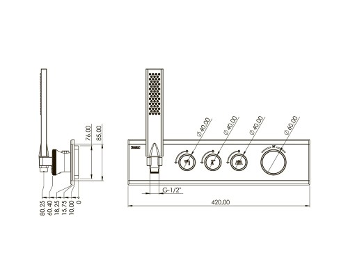 Смеситель для душа Teska Shine SH3006 с термостатом Хром