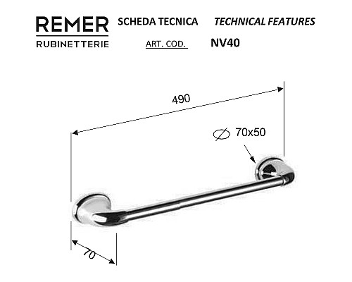 Полотенцедержатель Remer 900 NV40CR Хром