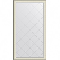 Зеркало Evoform Exclusive-G Floor 200х109 с гравировкой в багетной раме - Белая кожа с хромом 78 мм