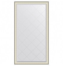 Зеркало Evoform Exclusive-G Floor 200х109 с гравировкой в багетной раме - Белая кожа с хромом 78 мм