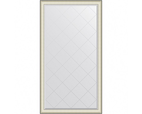 Зеркало Evoform Exclusive-G Floor 200х109 с гравировкой в багетной раме - Белая кожа с хромом 78 мм