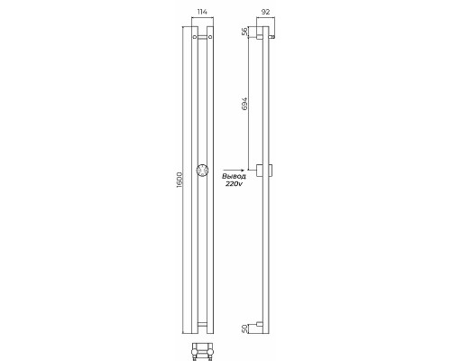 Электрический полотенцесушитель Terminus Дуо Стойка электро DUO круг 1600 4670078528308 Хром