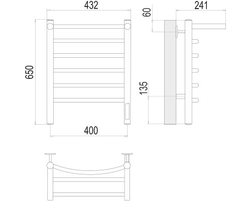 Электрический полотенцесушитель Terminus Классик с/п П6 400х650 4670078531384 с полкой Хром
