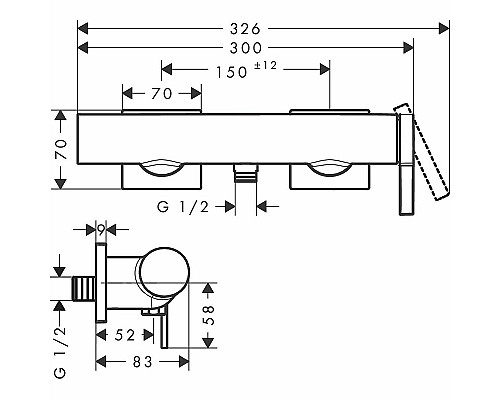 Смеситель для душа Hansgrohe Tecturis E 73620670 Черный матовый
