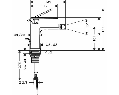 Смеситель для биде Hansgrohe Tecturis E 73200700 Белый матовый