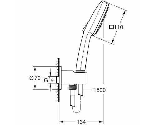 Душевой гарнитур Grohe Tempesta Cube 110 Хром