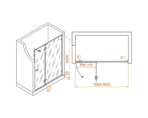 Душевая дверь RGW Stilvoll SV-004-Gr 160 353200416-110 профиль Серый стекло прозрачное
