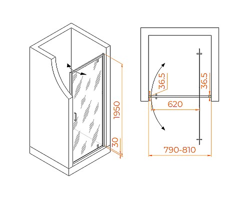 Душевая дверь RGW Leipzig LE-102 80 711210208-11 профиль Хром стекло прозрачное