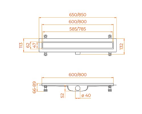 Душевой лоток RGW Drain Leo-41-80 60214180-01 с решеткой Хром / под плитку