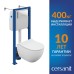 Комплект унитаза Cersanit Brasko Smart CO DPL EO Slim с сиденьем Микролифт и инсталляцией Vector с Белой клавишей смыва