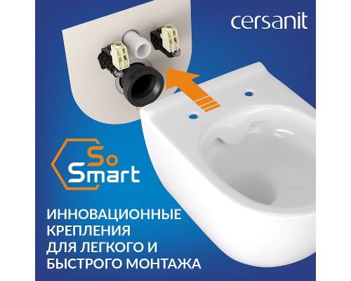 Комплект унитаза Cersanit Brasko Smart CO DPL EO Slim с сиденьем Микролифт и инсталляцией Vector с Белой клавишей смыва