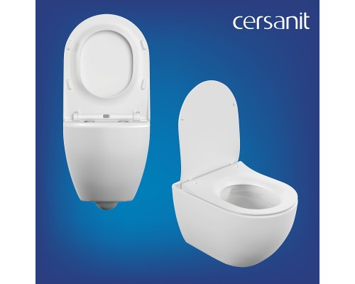 Комплект унитаза Cersanit Brasko Smart CO DPL EO Slim с сиденьем Микролифт и инсталляцией Vector с Белой клавишей смыва