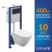 Комплект унитаза Cersanit City Smart CO DPL EO Slim с сиденьем Микролифт и инсталляцией Vector с клавишей смыва Черный матовый Хром