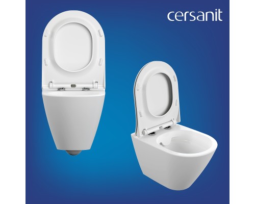 Комплект унитаза Cersanit City Smart CO DPL EO Slim с сиденьем Микролифт и инсталляцией Vector с клавишей смыва Черный матовый Хром