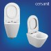 Комплект унитаза Cersanit City Smart CO DPL EO Slim с сиденьем Микролифт и инсталляцией Vector с клавишей смыва Черный матовый Хром