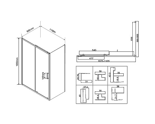 Душевой уголок Vincea City 110x90 VSR-5CT9011CL профиль Хром стекло прозрачное