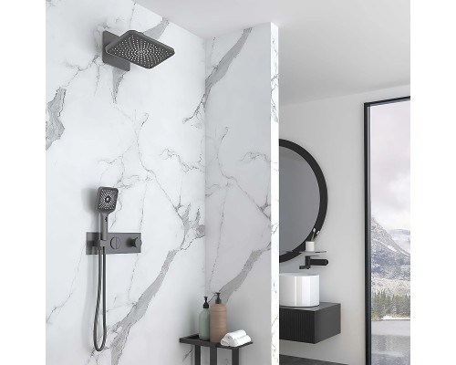 Душевая система Vincea VSFW-422TI4GM с термостатом Вороненая сталь