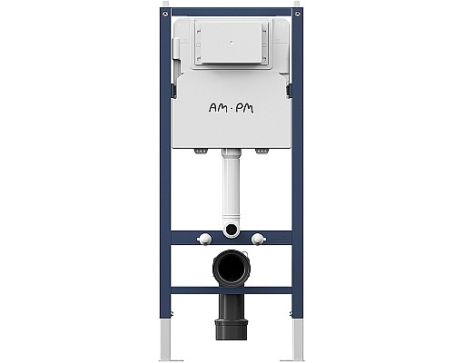 Комплект унитаза с инсталляцией AM.PM Sense FlashClean IS90238.741701 с сиденьем Микролифт и Черной матовой клавишей смыва