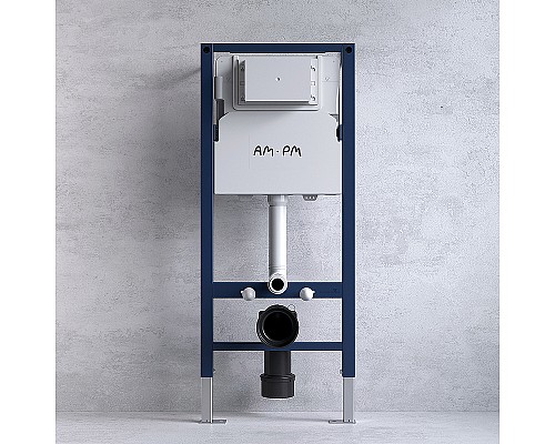 Комплект унитаза с инсталляцией AM.PM Sense FlashClean IS90238.741701 с сиденьем Микролифт и Черной матовой клавишей смыва