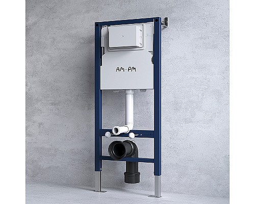 Комплект унитаза с инсталляцией AM.PM Sense FlashClean IS90238.741701 с сиденьем Микролифт и Черной матовой клавишей смыва