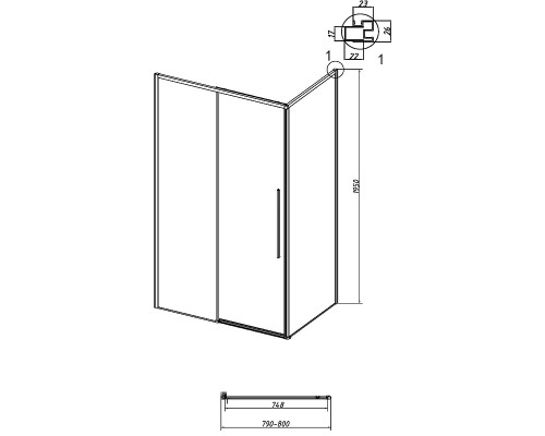 Душевая стенка Grossman Galaxy 80 200.K33.01.80.10.02 профиль Хром стекло шиншилла