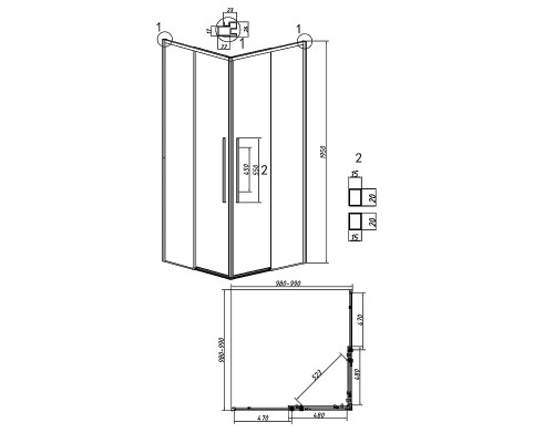 Душевой уголок Grossman Galaxy 100х100 300.K33.01.1010.10.02 профиль Хром стекло шиншилла