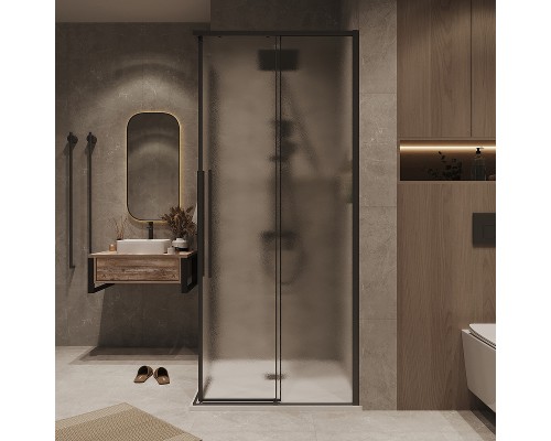 Душевой уголок Grossman Galaxy 90х90 300.K33.01.9090.21.02 профиль Черный матовый стекло шиншилла