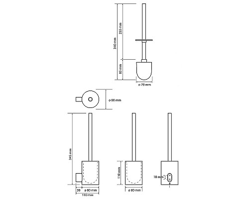 Ершик для унитаза Bemeta Organic Black 167113060 Черный матовый