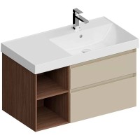 Тумба под раковину Kerama Marazzi Cubo 90 R CUB.90.2Rh\LIM.N подвесная Лимо матовый Структурированный орех