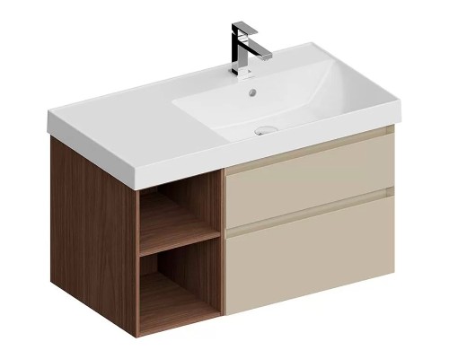 Тумба под раковину Kerama Marazzi Cubo 90 R CUB.90.2Rh\LIM.N подвесная Лимо матовый Структурированный орех