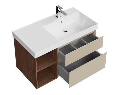 Тумба под раковину Kerama Marazzi Cubo 90 R CUB.90.2Rh\LIM.N подвесная Лимо матовый Структурированный орех