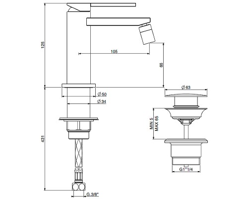 Смеситель для биде Gattoni Color 8050/80C0 Хром