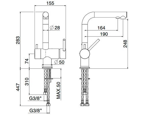 Смеситель для кухни Gattoni Speciali 0195/PCN0 Черный матовый